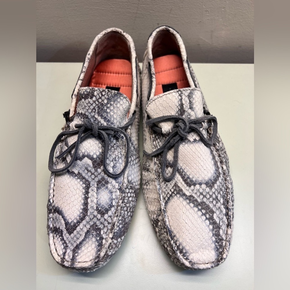 NWT John Richmond Gray and White Snakeskin Loafers